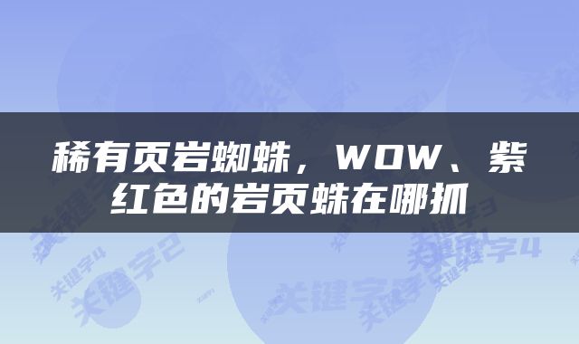 稀有页岩蜘蛛，WOW、紫红色的岩页蛛在哪抓