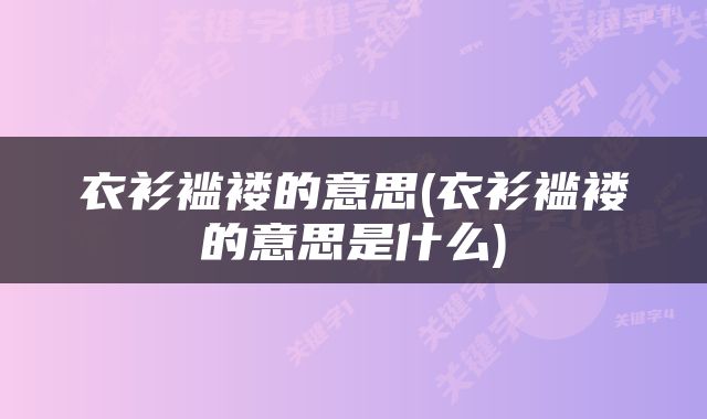 衣衫褴褛的意思(衣衫褴褛的意思是什么)