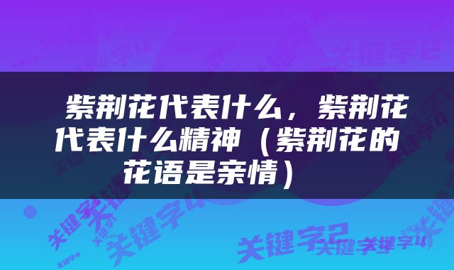  紫荆花代表什么，紫荆花代表什么精神（紫荆花的花语是亲情） 