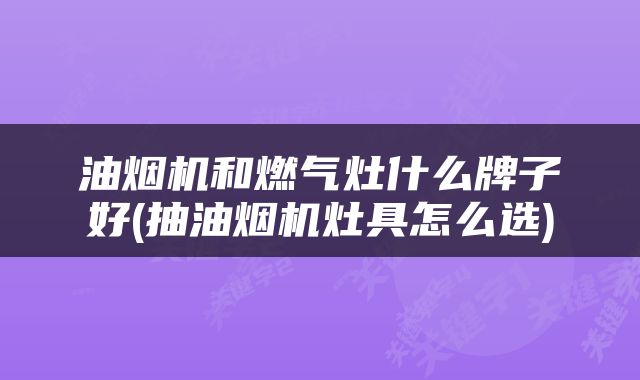 油烟机和燃气灶什么牌子好(抽油烟机灶具怎么选)