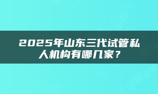 2025年山东三代试管私人机构有哪几家？