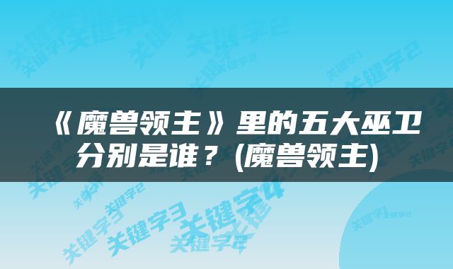 《魔兽领主》里的五大巫卫分别是谁？(魔兽领主)