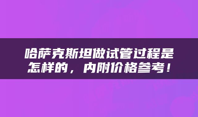 哈萨克斯坦做试管过程是怎样的，内附价格参考！