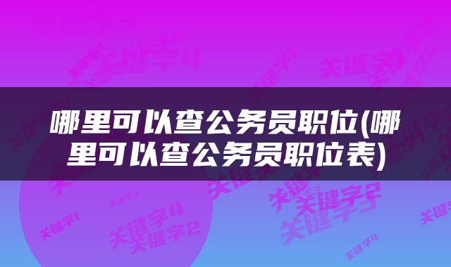 哪里可以查公务员职位(哪里可以查公务员职位表)