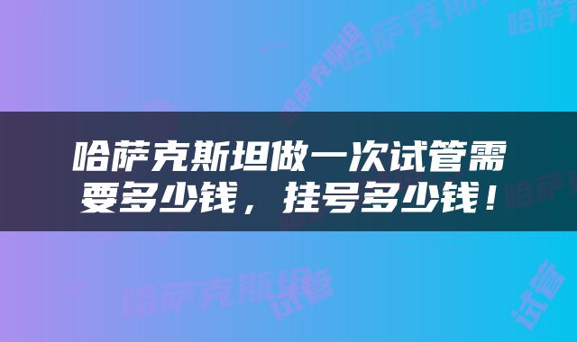 哈萨克斯坦做一次试管需要多少钱，挂号多少钱！