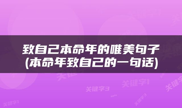 致自己本命年的唯美句子(本命年致自己的一句话)