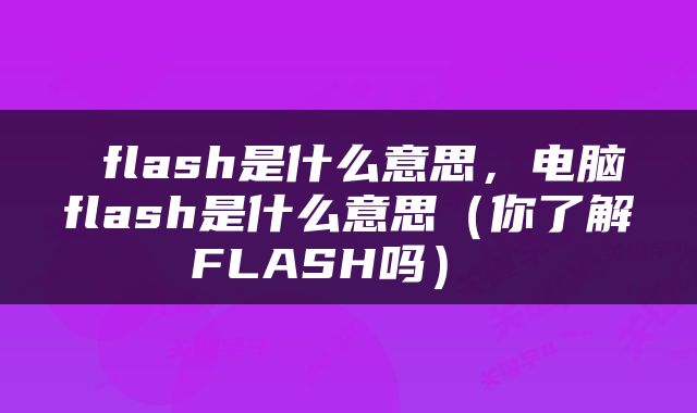  flash是什么意思，电脑flash是什么意思（你了解FLASH吗） 