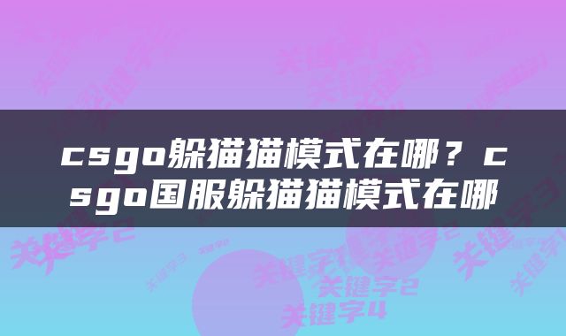 csgo躲猫猫模式在哪？csgo国服躲猫猫模式在哪