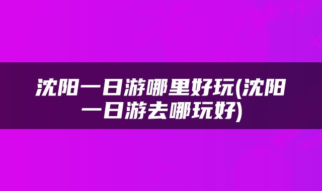 沈阳一日游哪里好玩(沈阳一日游去哪玩好)