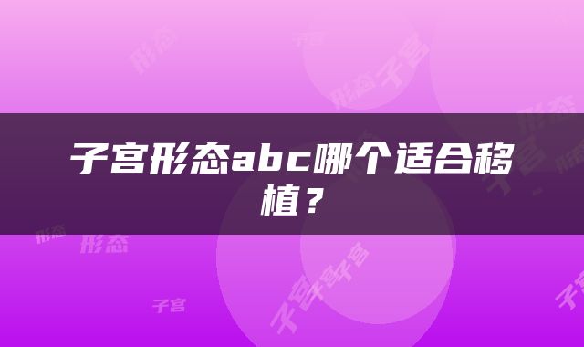 子宫形态abc哪个适合移植？