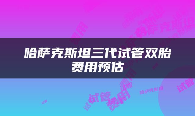 哈萨克斯坦三代试管双胎费用预估