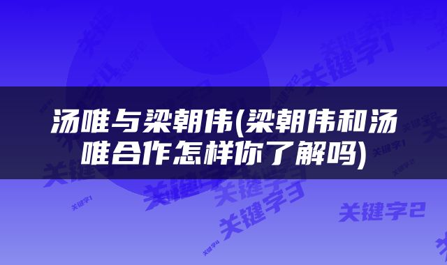 汤唯与梁朝伟(梁朝伟和汤唯合作怎样你了解吗)