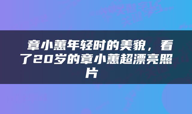  章小蕙年轻时的美貌，看了20岁的章小蕙超漂亮照片 