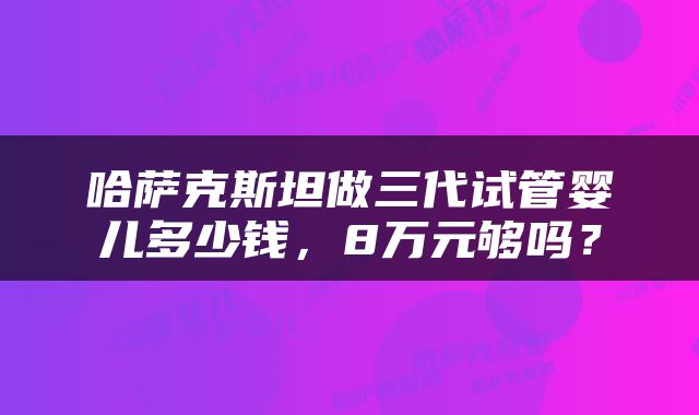 哈萨克斯坦做三代试管婴儿多少钱，8万元够吗？