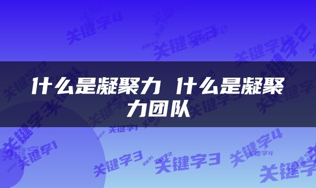 什么是凝聚力 什么是凝聚力团队