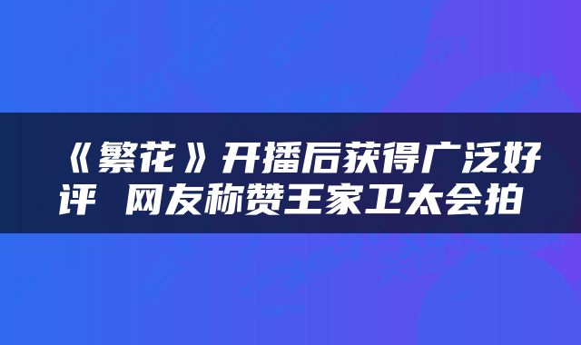 《繁花》开播后获得广泛好评 网友称赞王家卫太会拍