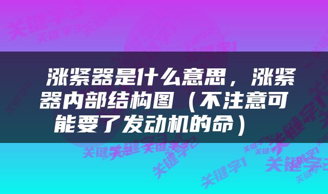 涨紧器是什么意思，涨紧器内部结构图（不注意可能要了发动机的命） 