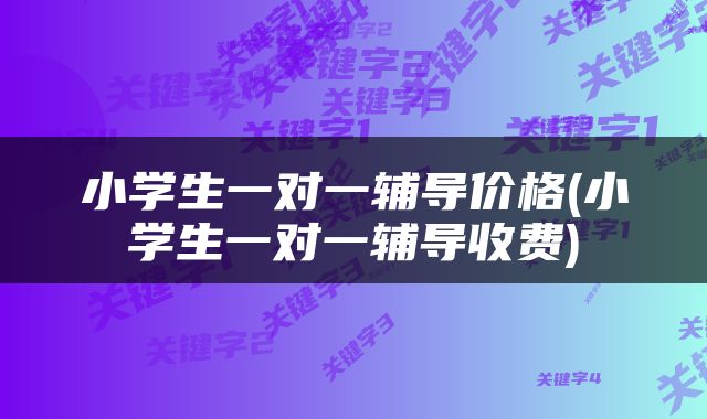 小学生一对一辅导价格(小学生一对一辅导收费)
