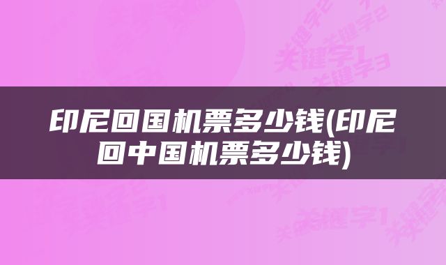 印尼回国机票多少钱(印尼回中国机票多少钱)