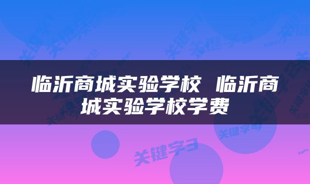 临沂商城实验学校 临沂商城实验学校学费