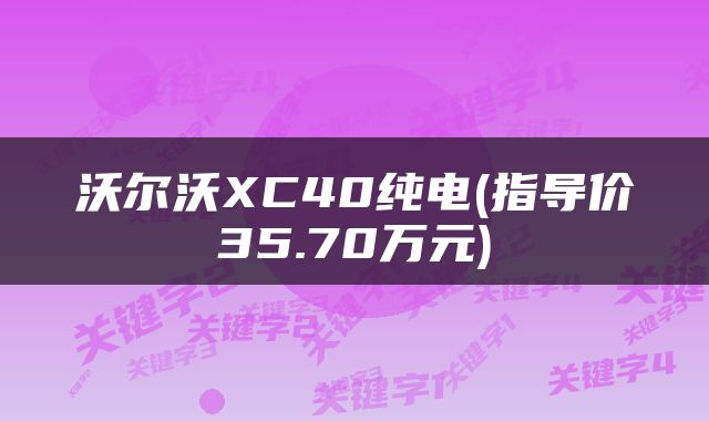 沃尔沃XC40纯电(指导价35.70万元)