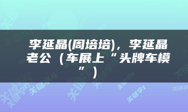  李延晶(周培培)，李延晶 老公（车展上“头牌车模”） 