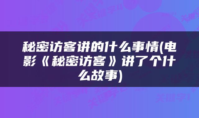 秘密访客讲的什么事情(电影《秘密访客》讲了个什么故事)