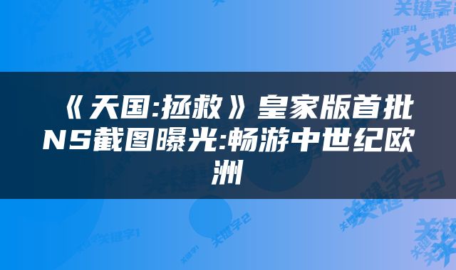 《天国:拯救》皇家版首批NS截图曝光:畅游中世纪欧洲