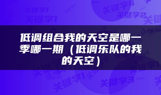 低调组合我的天空是哪一季哪一期（低调乐队的我的天空）