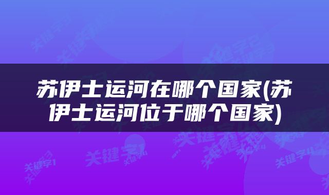 苏伊士运河在哪个国家(苏伊士运河位于哪个国家)