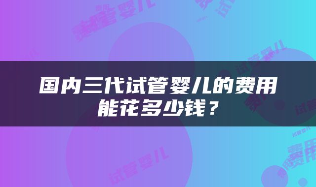 国内三代试管婴儿的费用能花多少钱？