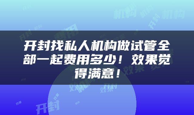 开封找私人机构做试管全部一起费用多少！效果觉得满意！