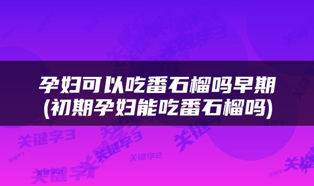 孕妇可以吃番石榴吗早期(初期孕妇能吃番石榴吗)