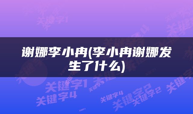 谢娜李小冉(李小冉谢娜发生了什么)