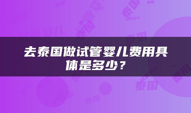 去泰国做试管婴儿费用具体是多少？