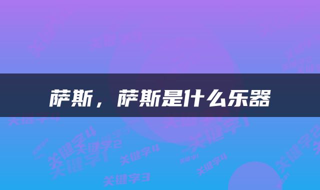 萨斯，萨斯是什么乐器