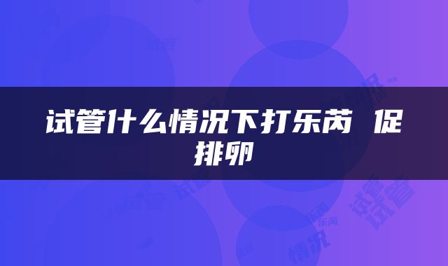 试管什么情况下打乐芮 促排卵