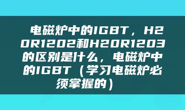  电磁炉中的IGBT，H20R1202和H20R1203的区别是什么，电磁炉中的IGBT（学习电磁炉必须掌握的） 