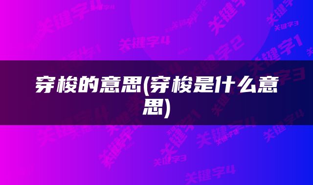 穿梭的意思(穿梭是什么意思)