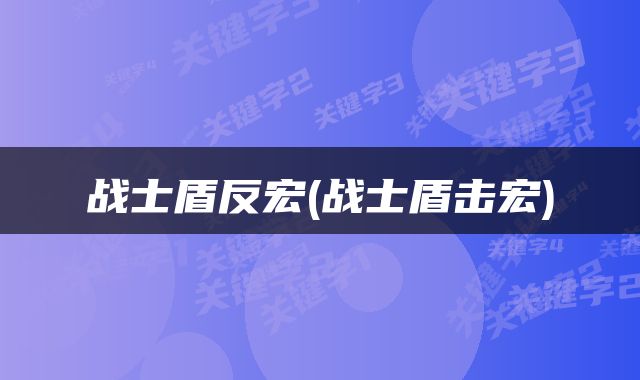 战士盾反宏(战士盾击宏)