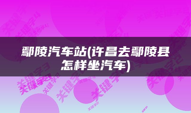 鄢陵汽车站(许昌去鄢陵县怎样坐汽车)