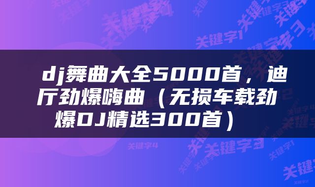  dj舞曲大全5000首，迪厅劲爆嗨曲（无损车载劲爆DJ精选300首） 