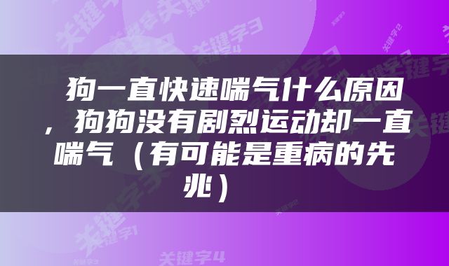  狗一直快速喘气什么原因，狗狗没有剧烈运动却一直喘气（有可能是重病的先兆） 