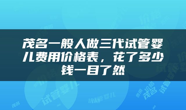茂名一般人做三代试管婴儿费用价格表，花了多少钱一目了然
