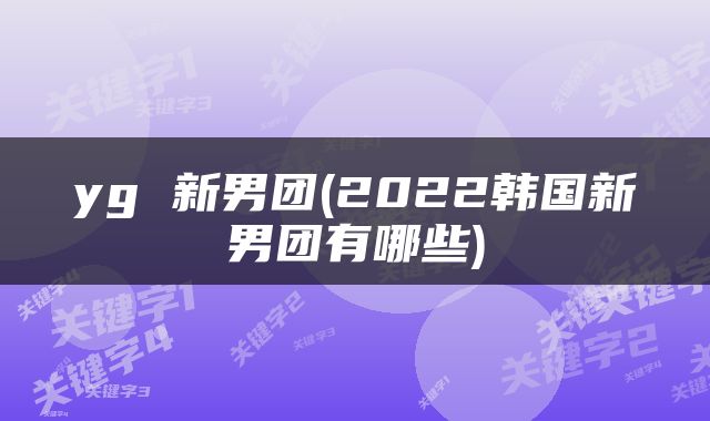 yg 新男团(2022韩国新男团有哪些)