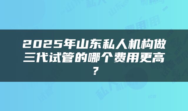 2025年山东私人机构做三代试管的哪个费用更高？