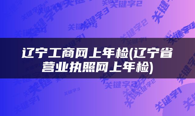 辽宁工商网上年检(辽宁省营业执照网上年检)
