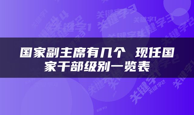国家副主席有几个 现任国家干部级别一览表