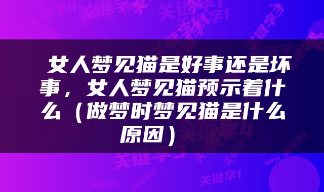  女人梦见猫是好事还是坏事，女人梦见猫预示着什么（做梦时梦见猫是什么原因） 