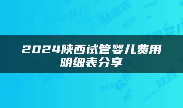 2024陕西试管婴儿费用明细表分享